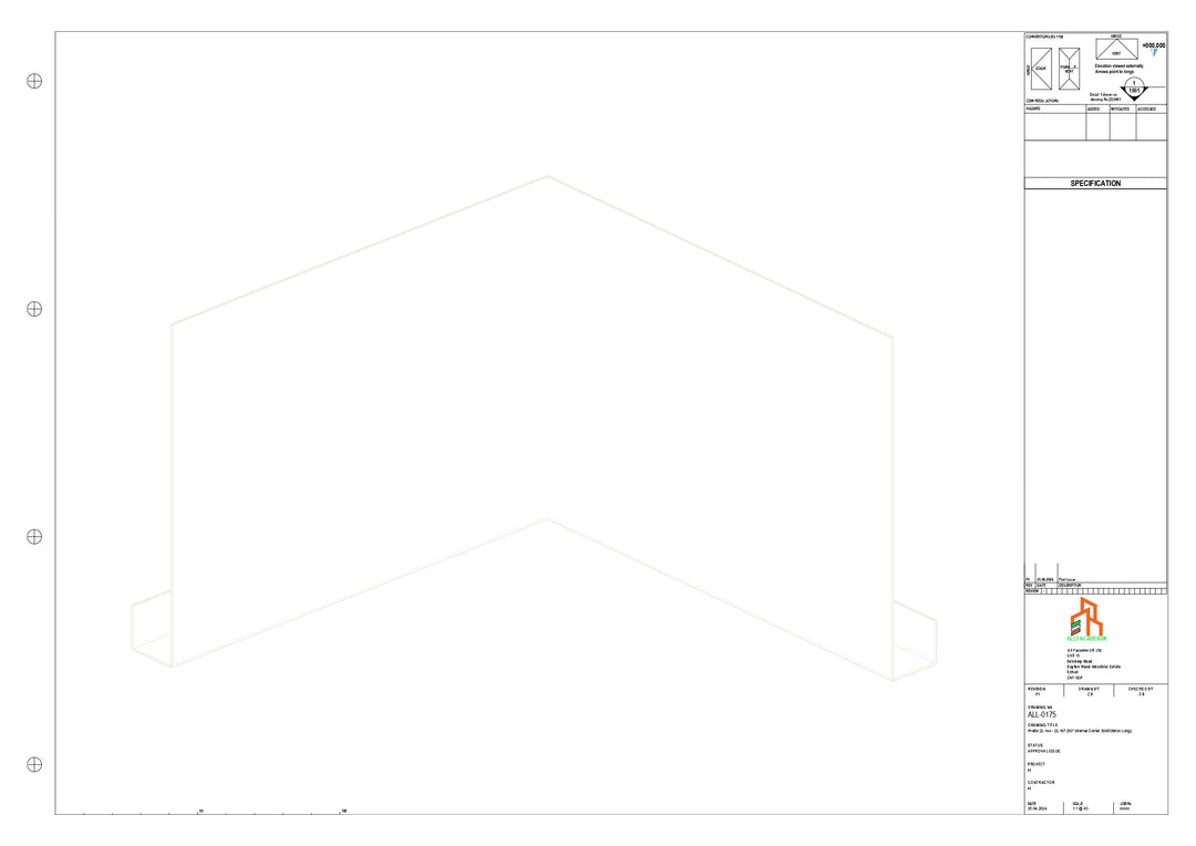 Aluminium Fascia Board - Type 22 - 90 Int Corner 300x300mm