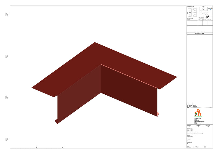 Aluminium Roof Trim - Type 1 - 90 Int Corner 300x300mm