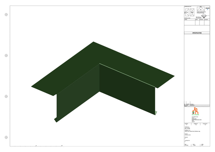 Aluminium Roof Trim - Type 1 - 90 Int Corner 300x300mm