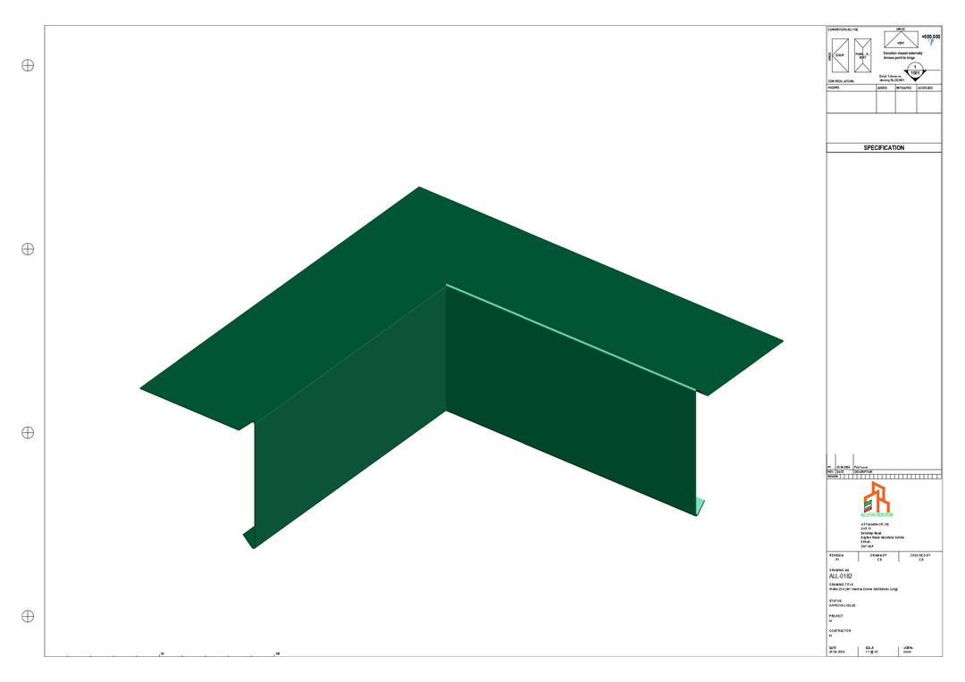 Aluminium Roof Trim - Type 1 - 90 Int Corner 300x300mm