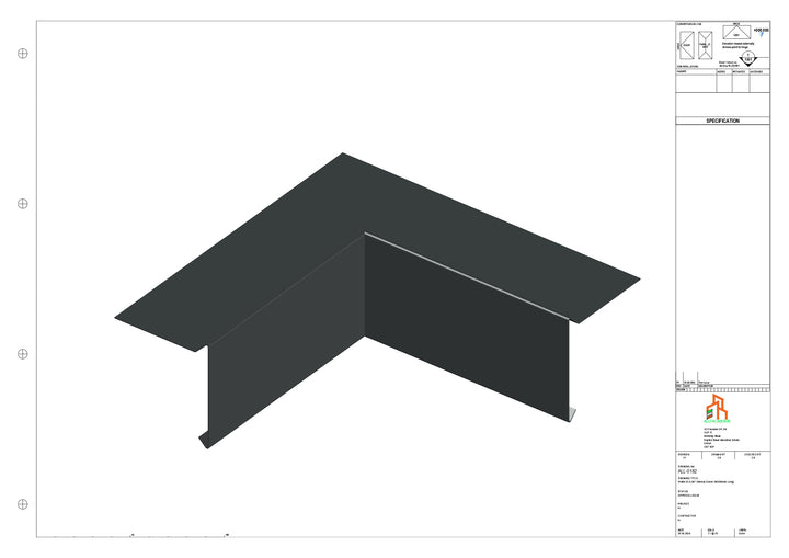 Aluminium Roof Trim - Type 1 - 90 Int Corner 300x300mm