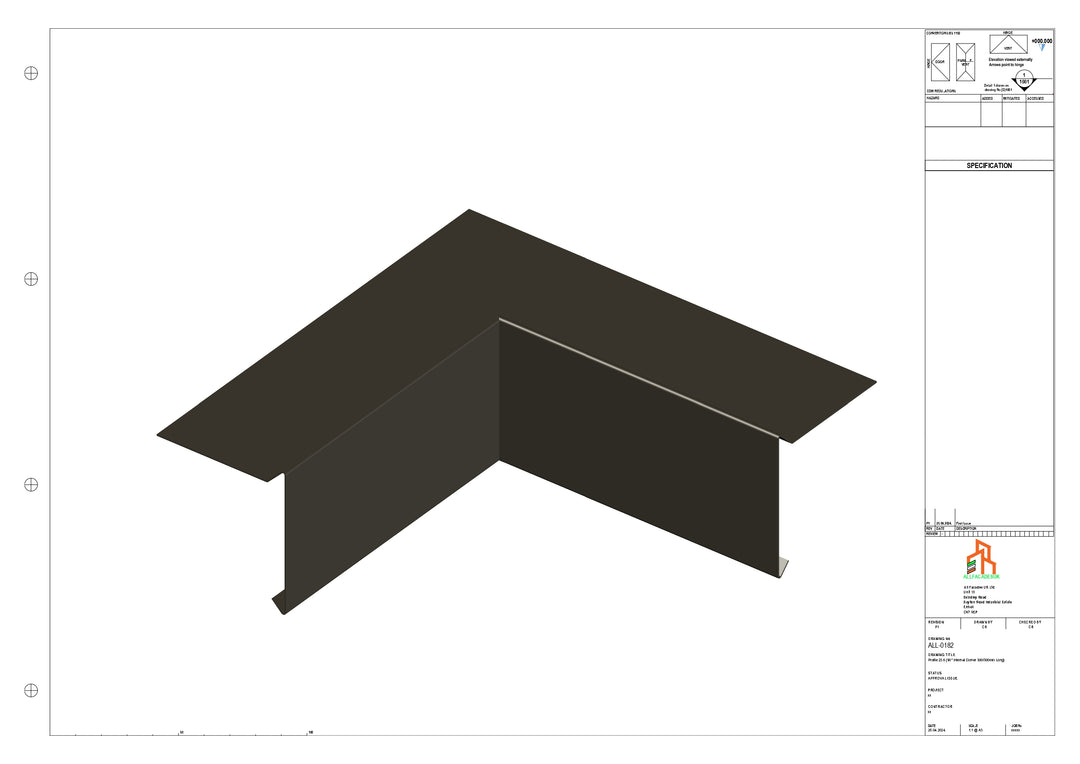 Aluminium Roof Trim - Type 1 - 90 Int Corner 300x300mm