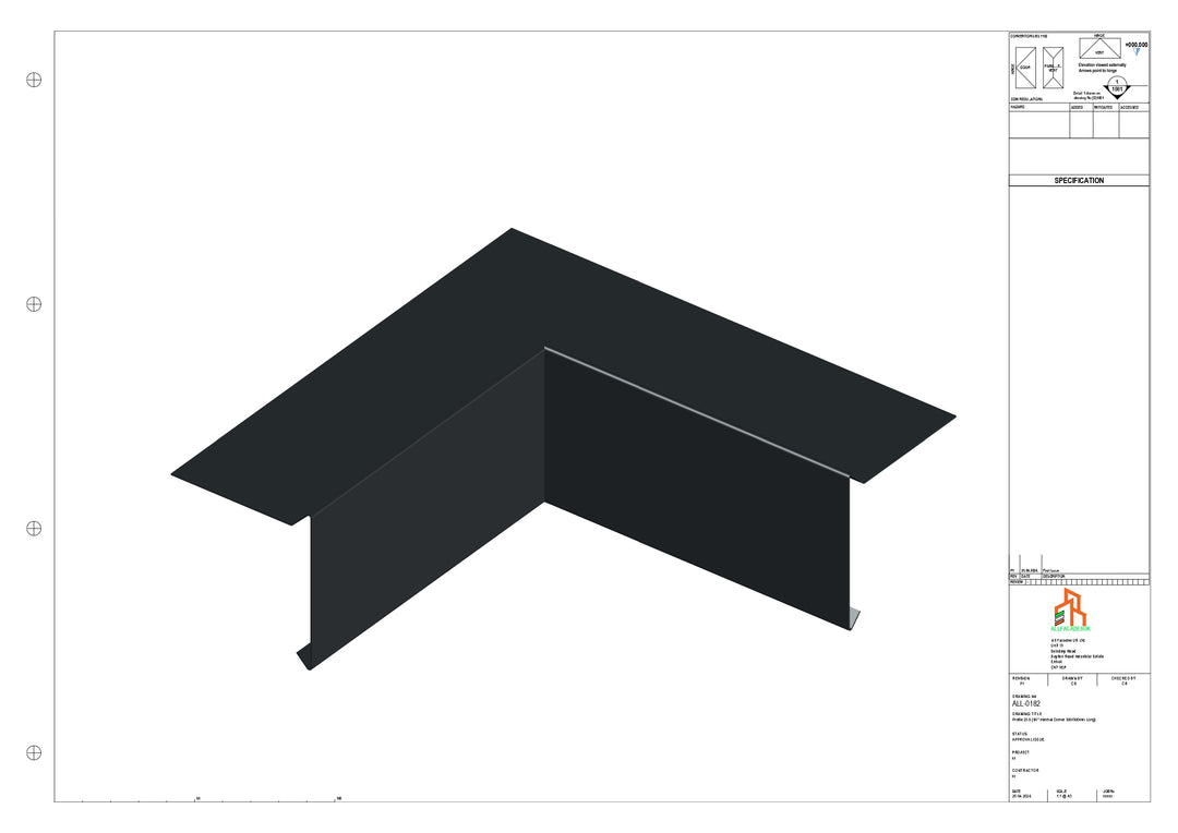 Aluminium Roof Trim - Type 1 - 90 Int Corner 300x300mm