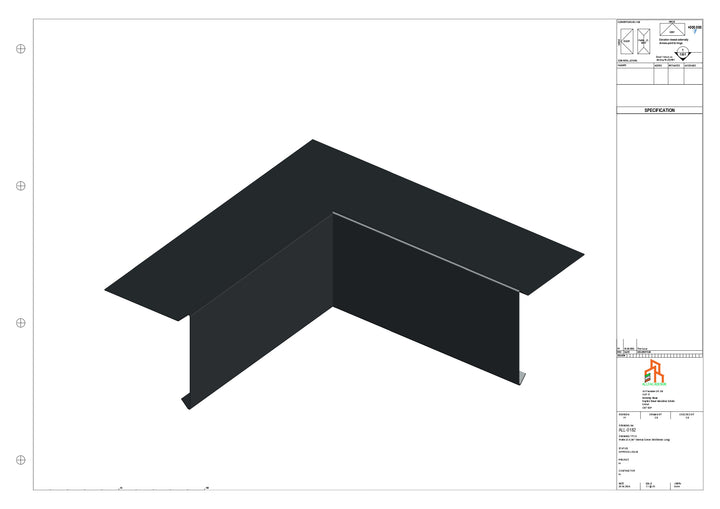 Aluminium Roof Trim - Type 1 - 90 Int Corner 300x300mm