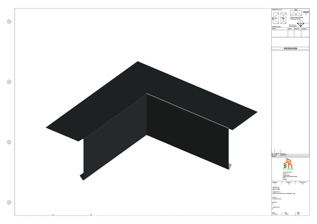 Aluminium Roof Trim - Type 1 - 90 Int Corner 300x300mm