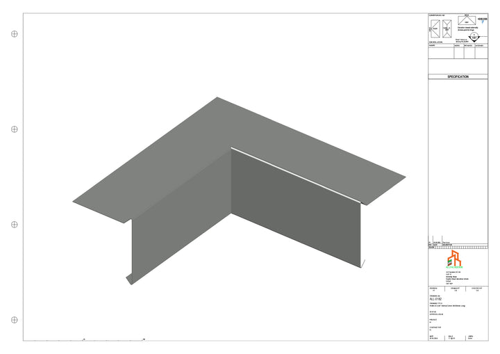 Aluminium Roof Trim - Type 1 - 90 Int Corner 300x300mm