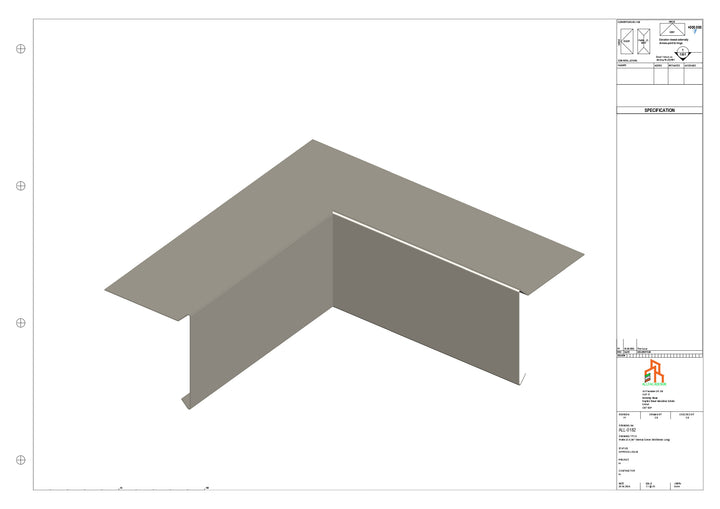 Aluminium Roof Trim - Type 1 - 90 Int Corner 300x300mm