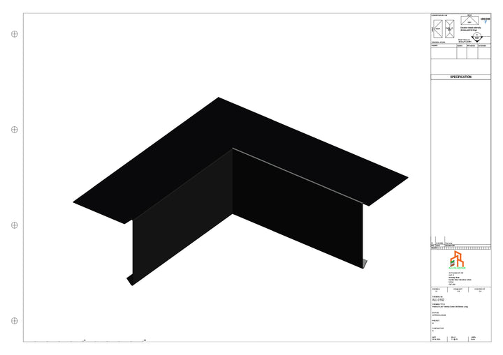 Aluminium Roof Trim - Type 1 - 90 Int Corner 300x300mm