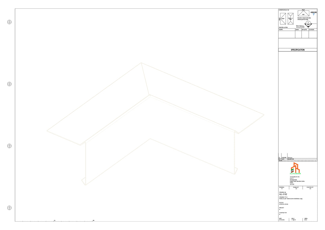 Aluminium Roof Trim - Type 1 - 90 Int Corner 300x300mm