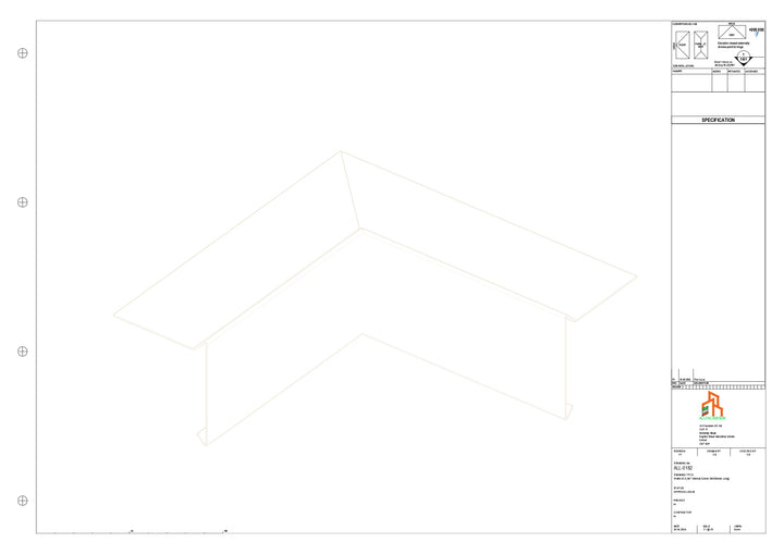 Aluminium Roof Trim - Type 1 - 90 Int Corner 300x300mm