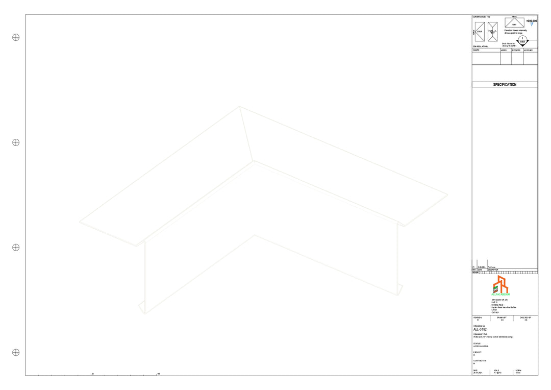Aluminium Roof Trim - Type 1 - 90 Int Corner 300x300mm