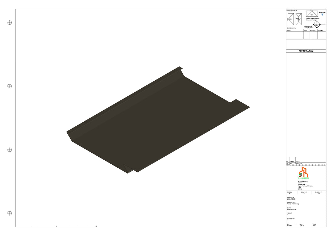 Aluminium Soffit - Type 1 - Straight 3000mm Length