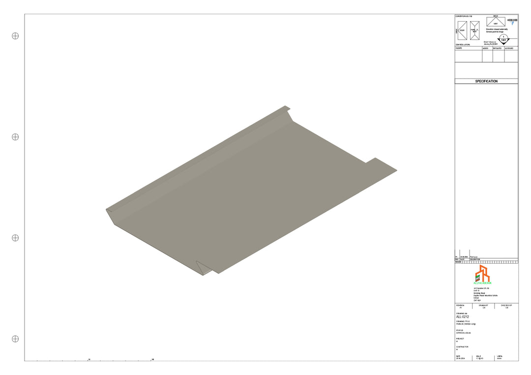 Aluminium Soffit - Type 1 - Straight 3000mm Length