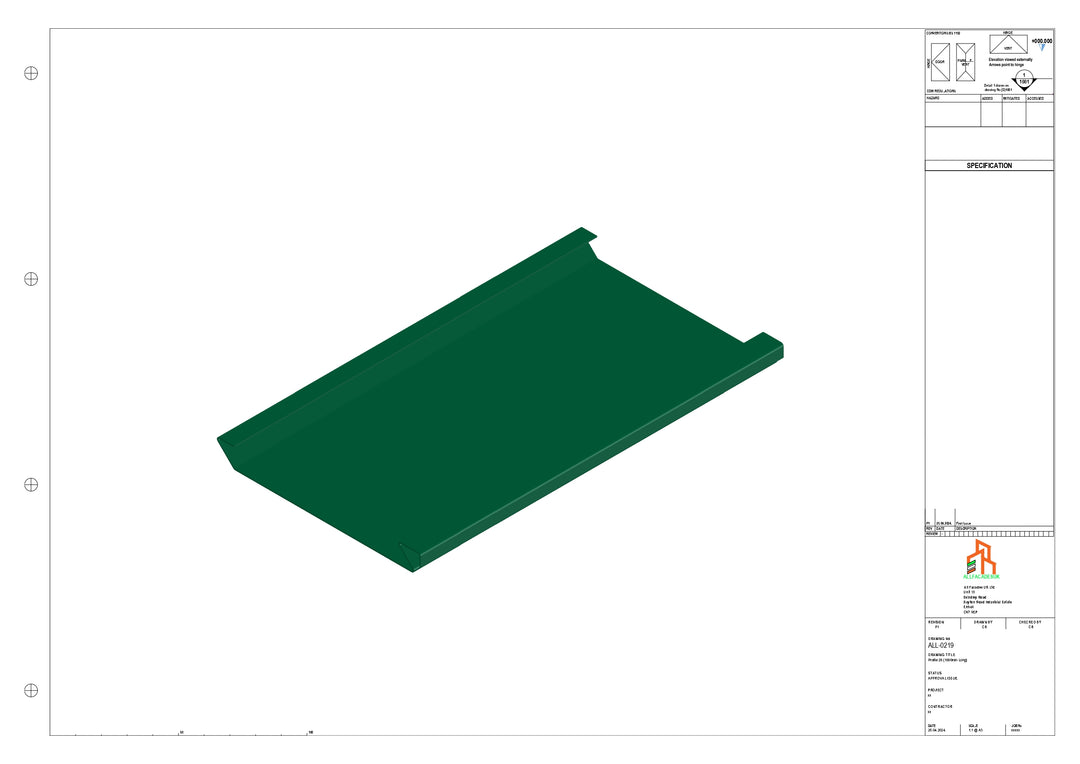Aluminium Soffit - Type 2 - Straight 3000mm Length