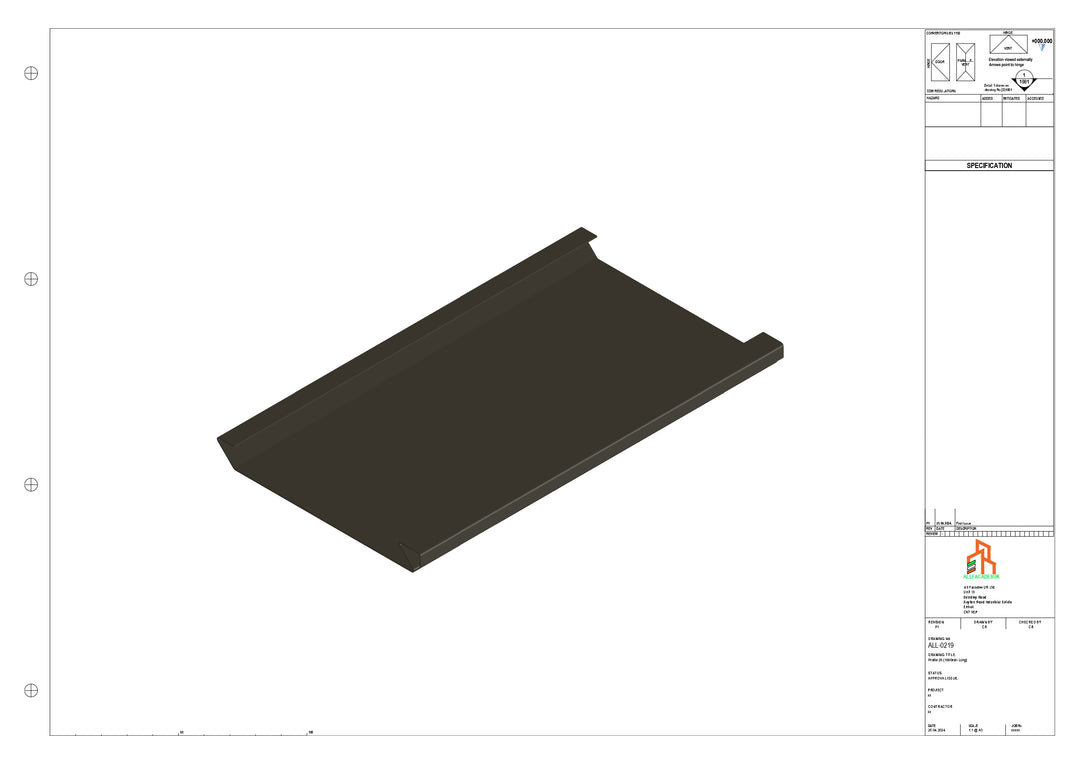 Aluminium Soffit - Type 2 - Straight 3000mm Length