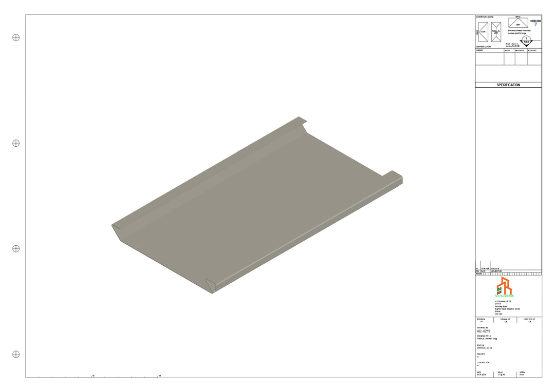 Aluminium Soffit - Type 2 - Straight 3000mm Length