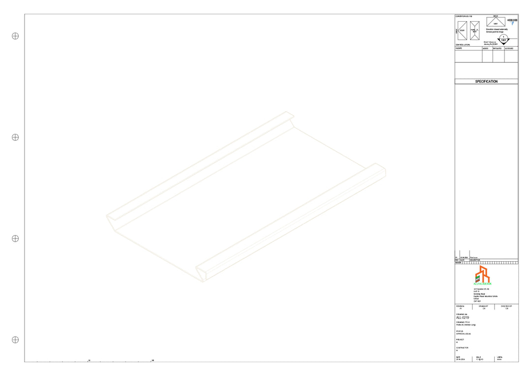 Aluminium Soffit - Type 2 - Straight 3000mm Length