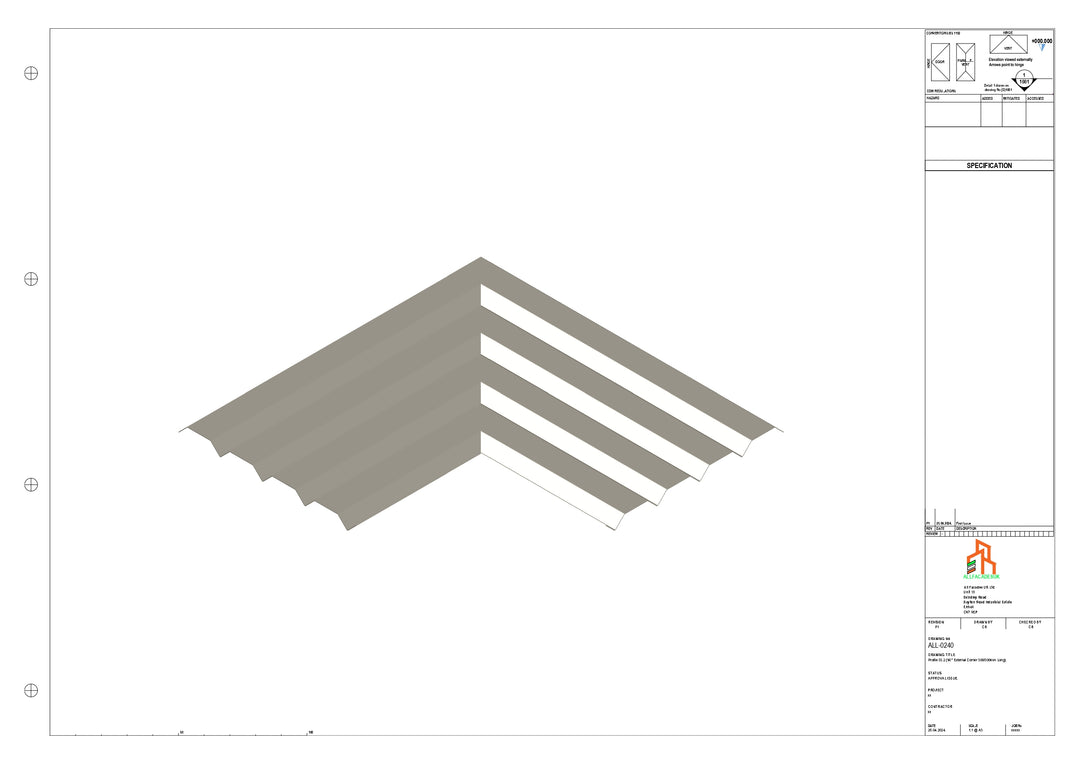Aluminium Soffit - Type 6 - 90 Ext Corner 500x500mm