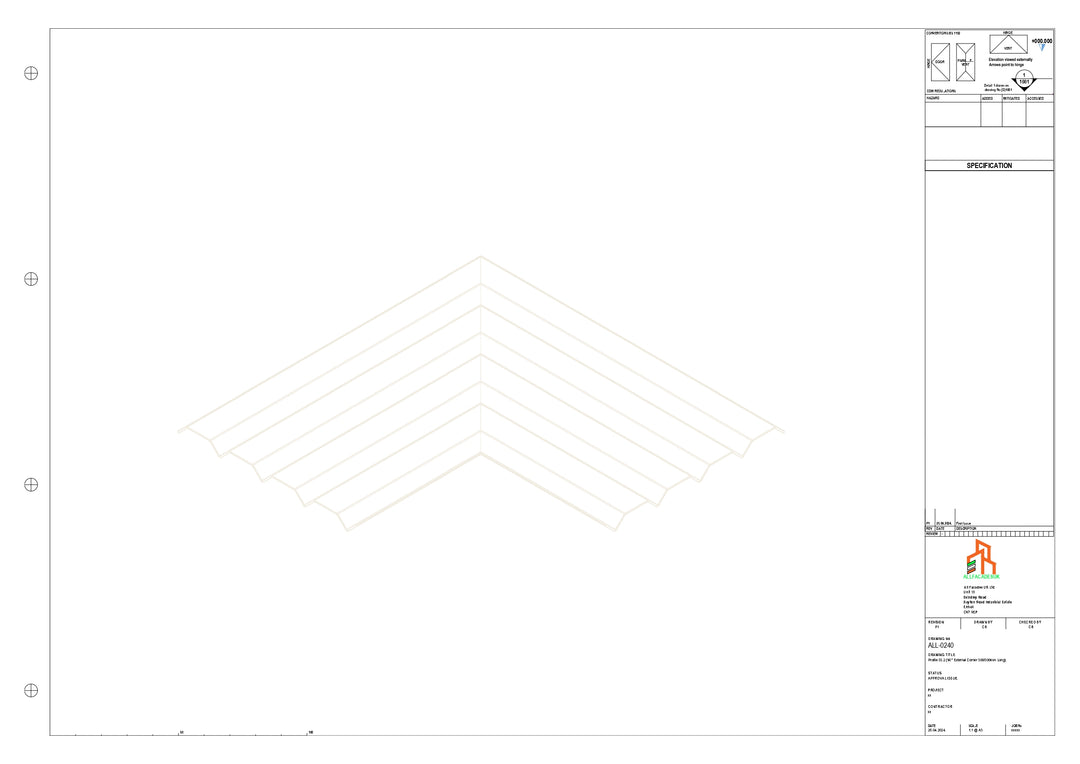 Aluminium Soffit - Type 6 - 90 Ext Corner 500x500mm