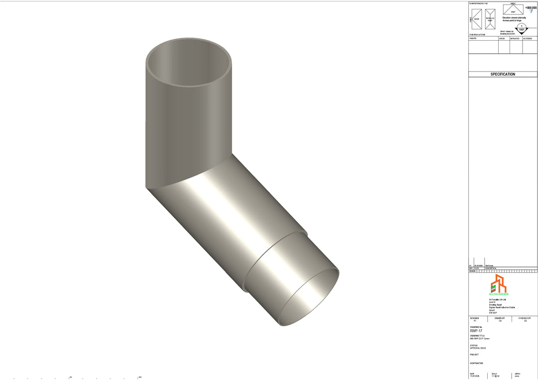 Aluminium Dia Gutter - Type 1 - 22.5 Degree Corner – Aluminium Cladding Ltd