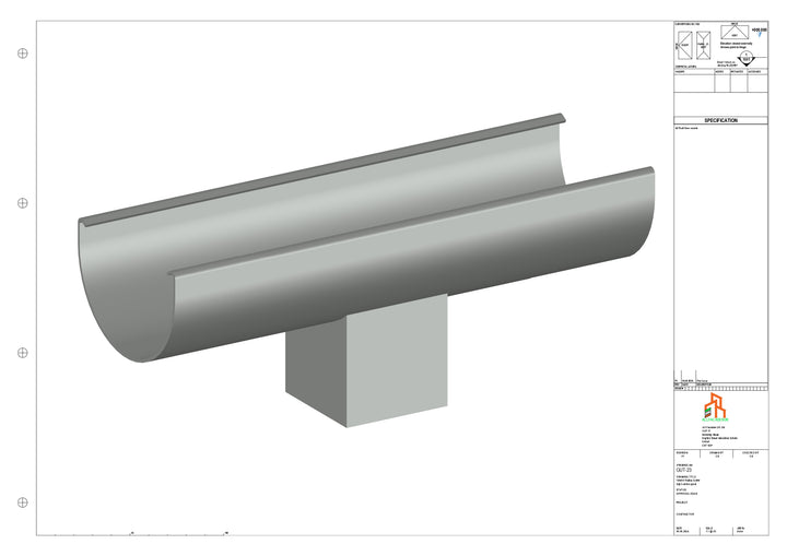 Aluminium Radius Gutter - Type 1 - Centre Spout - 63 Sq