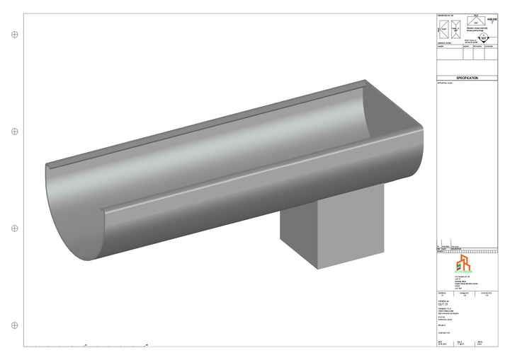 Aluminium Radius Gutter - Type 1 - End Spout - 76 Sq