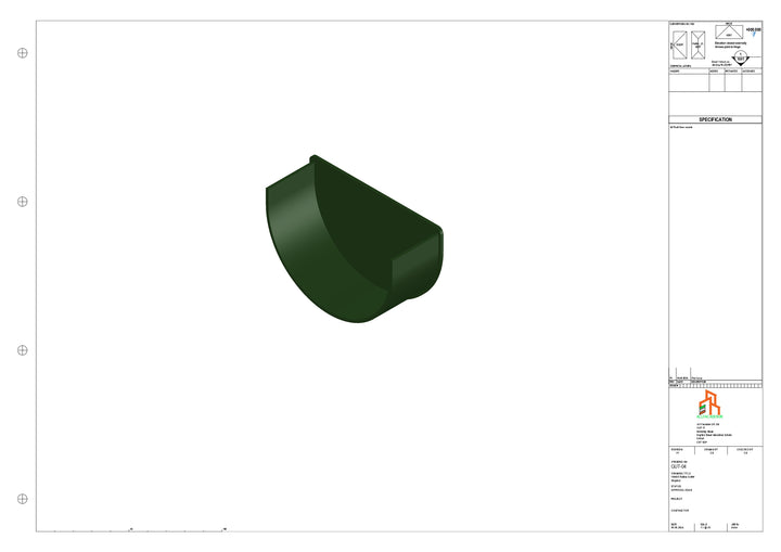 Aluminium Radius Gutter - Type 1 - Stopend