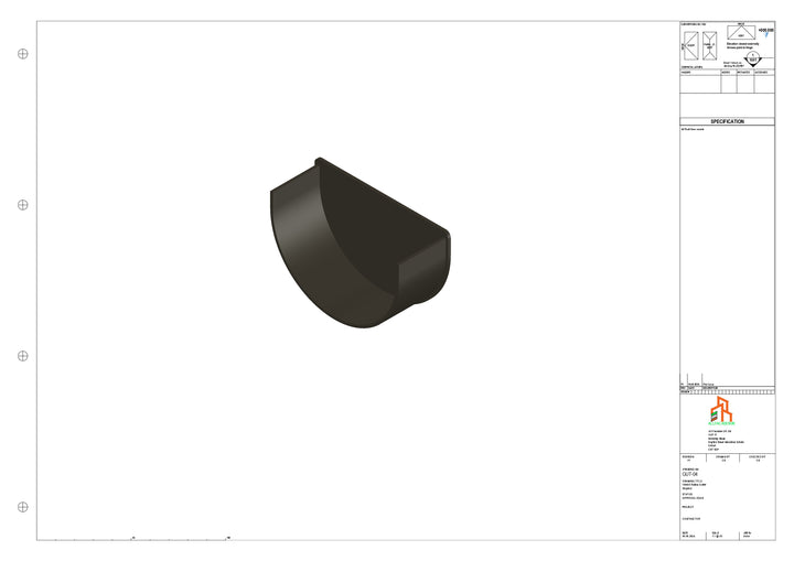 Aluminium Radius Gutter - Type 1 - Stopend