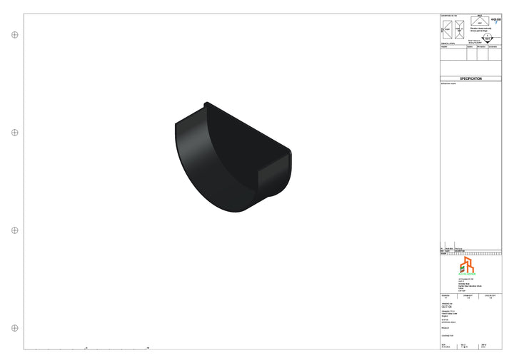 Aluminium Radius Gutter - Type 1 - Stopend