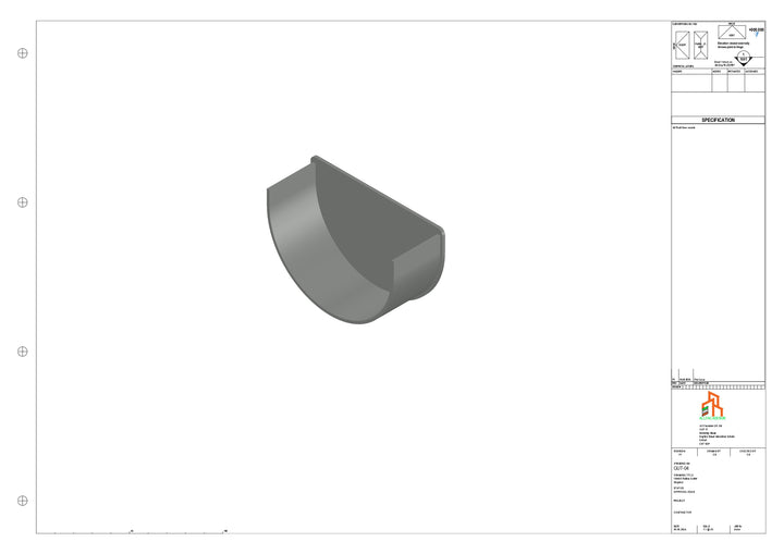 Aluminium Radius Gutter - Type 1 - Stopend