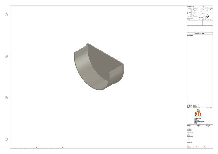 Aluminium Radius Gutter - Type 1 - Stopend