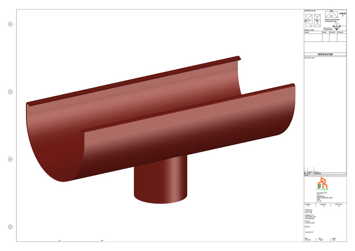 Aluminium Radius Gutter - Type 2 - Centre Spout - 76 Dia