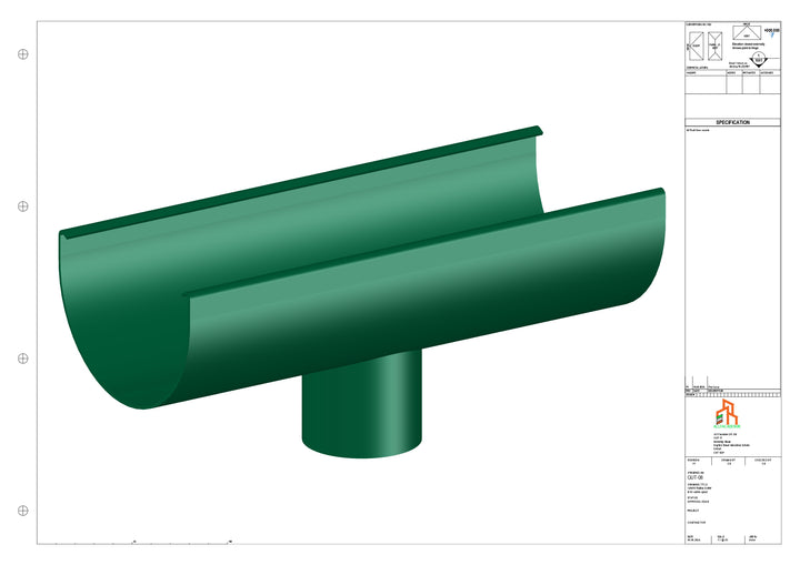 Aluminium Radius Gutter - Type 2 - Centre Spout - 76 Dia