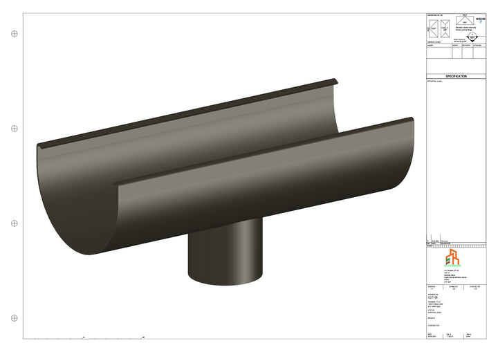 Aluminium Radius Gutter - Type 2 - Centre Spout - 76 Dia