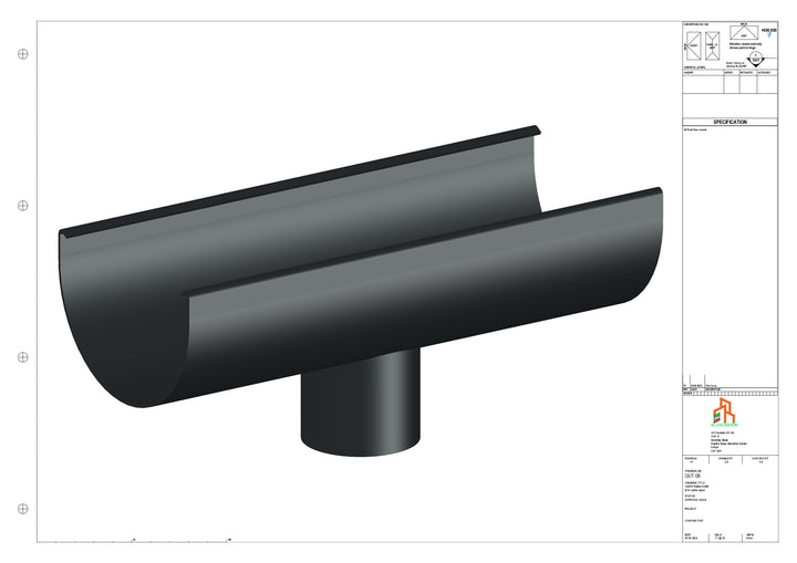 Aluminium Radius Gutter - Type 2 - Centre Spout - 76 Dia