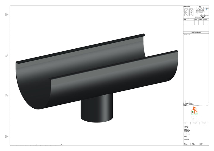 Aluminium Radius Gutter - Type 2 - Centre Spout - 76 Dia