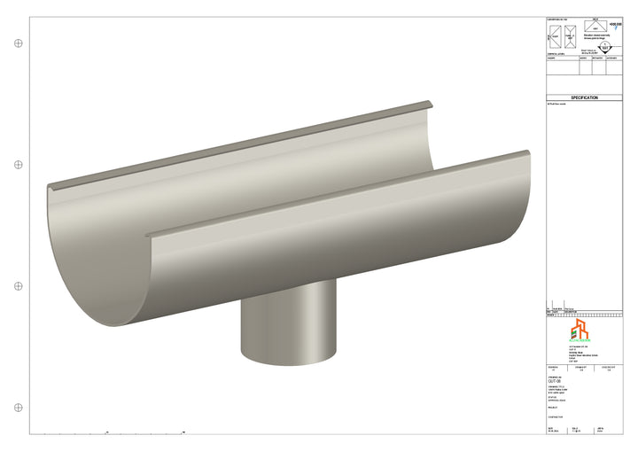 Aluminium Radius Gutter - Type 2 - Centre Spout - 76 Dia