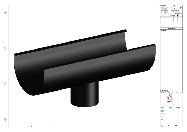 Aluminium Radius Gutter - Type 2 - Centre Spout - 76 Dia