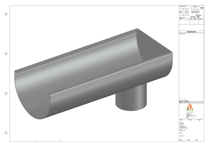 Aluminium Radius Gutter - Type 2 - End Spout - 100 Dia