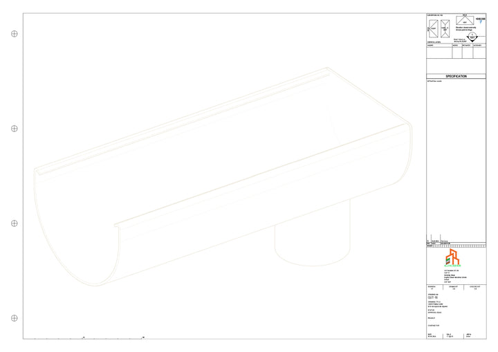 Aluminium Radius Gutter - Type 2 - End Spout - 100 Dia