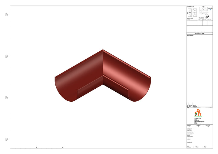 Aluminium Radius Gutter - Type 2 - 90 Degree Corner