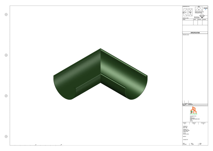 Aluminium Radius Gutter - Type 2 - 90 Degree Corner