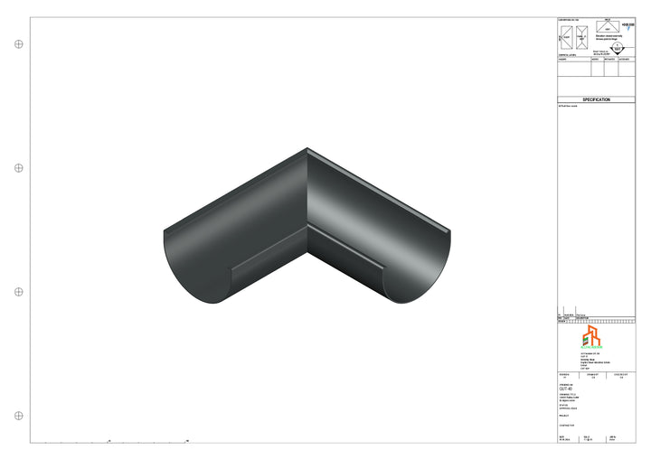 Aluminium Radius Gutter - Type 2 - 90 Degree Corner