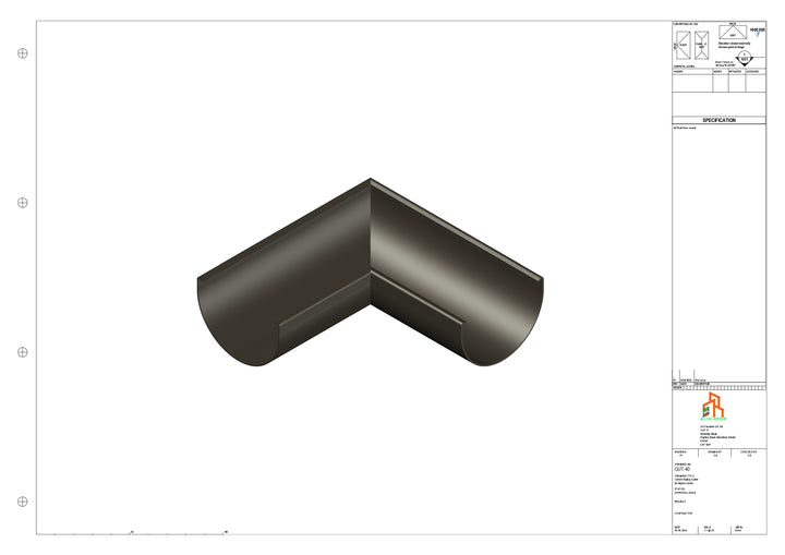 Aluminium Radius Gutter - Type 2 - 90 Degree Corner