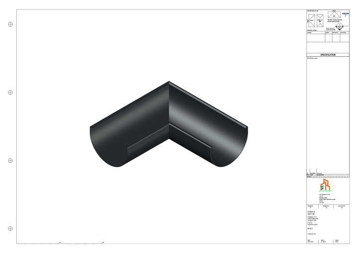 Aluminium Radius Gutter - Type 2 - 90 Degree Corner