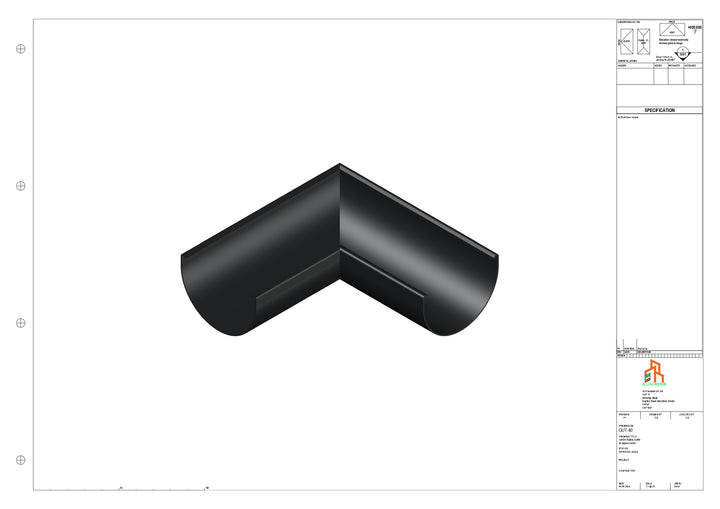 Aluminium Radius Gutter - Type 2 - 90 Degree Corner