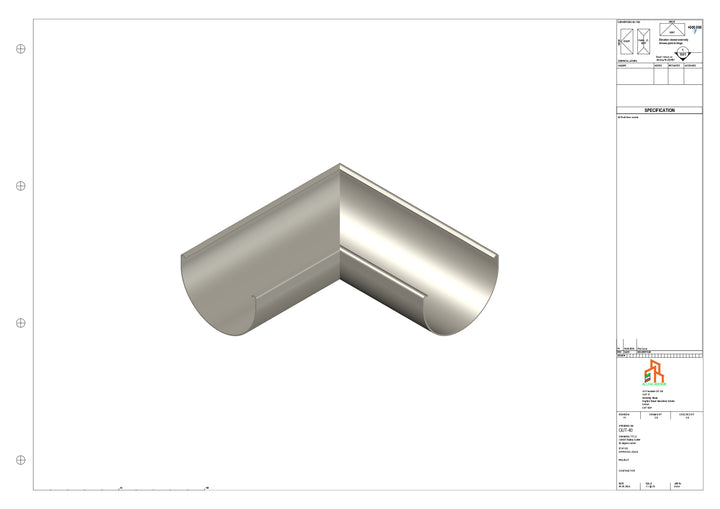 Aluminium Radius Gutter - Type 2 - 90 Degree Corner