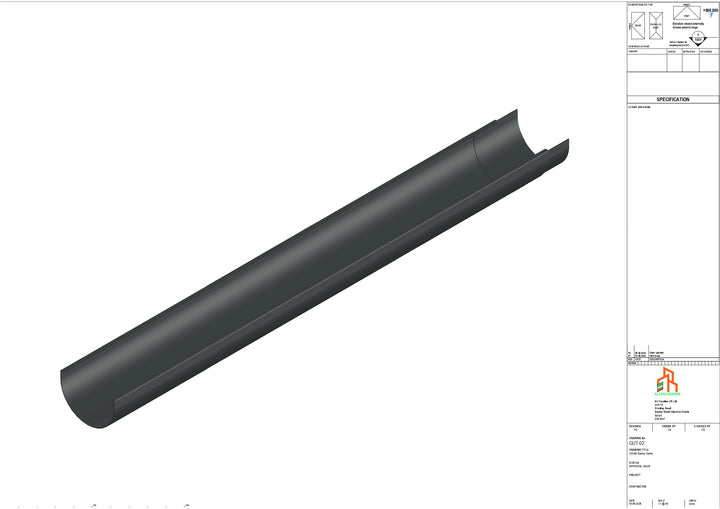 Aluminium Radius Gutter - Type 2 - 3M Length