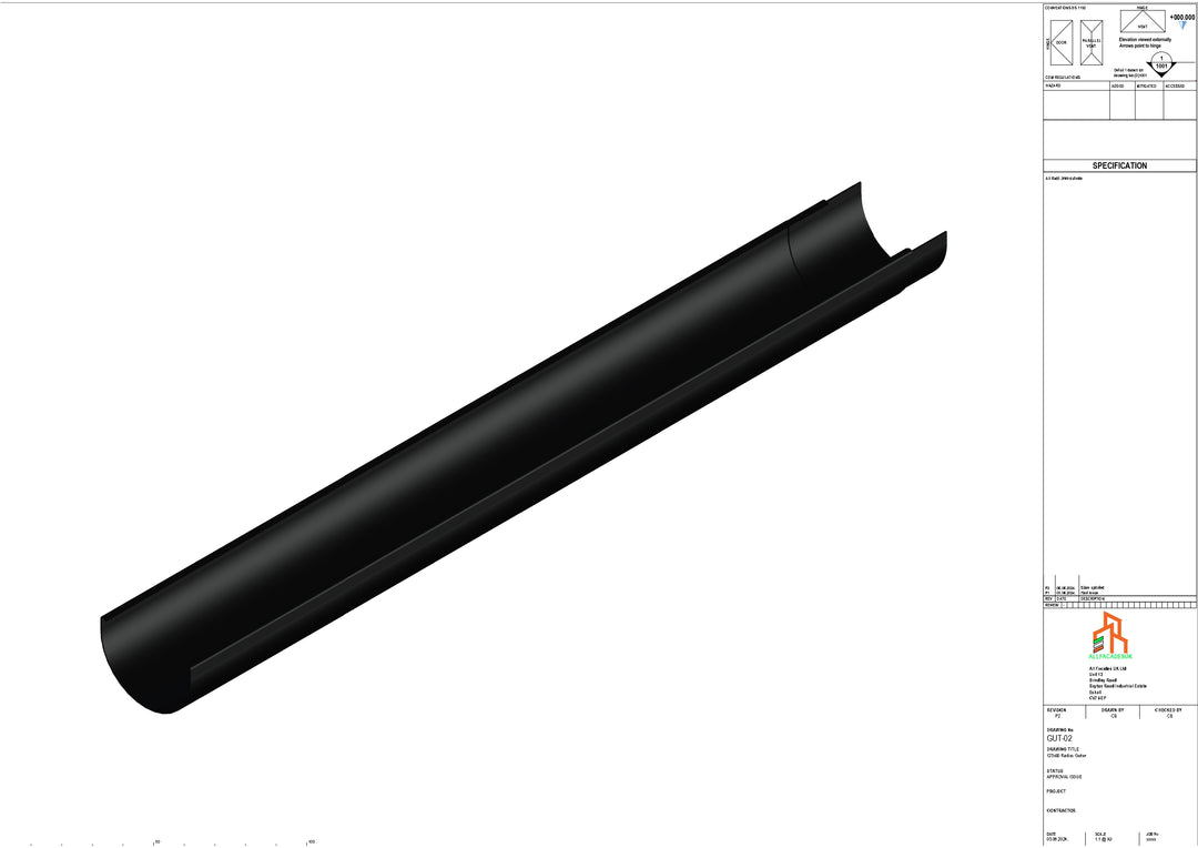 Aluminium Radius Gutter - Type 2 - 3M Length