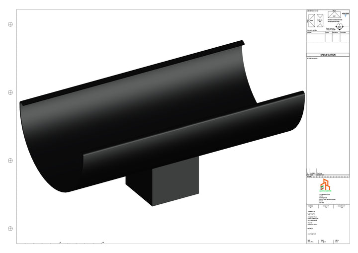 Aluminium Radius Gutter - Type 2 - Centre Spout - 63 Sq